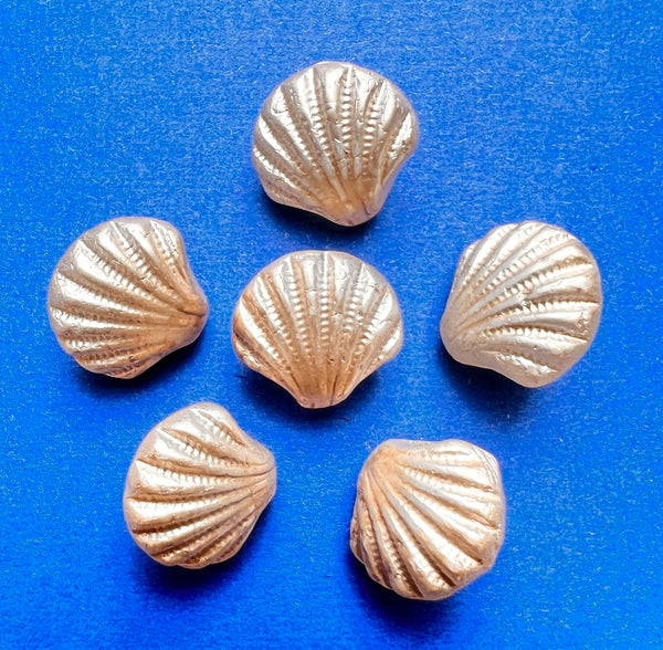 24 Vintage Austrian  1cm Sea Shell shaped buttons on card