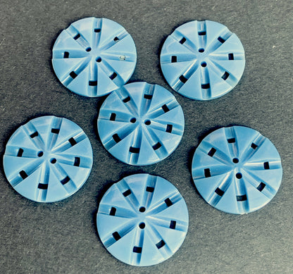 6 Interesting Dusky Teal Buttons - 2.2cm wide