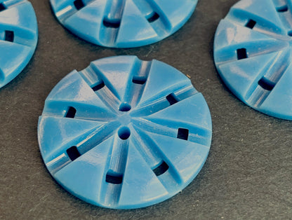 6 Interesting Dusky Teal Buttons - 2.2cm wide