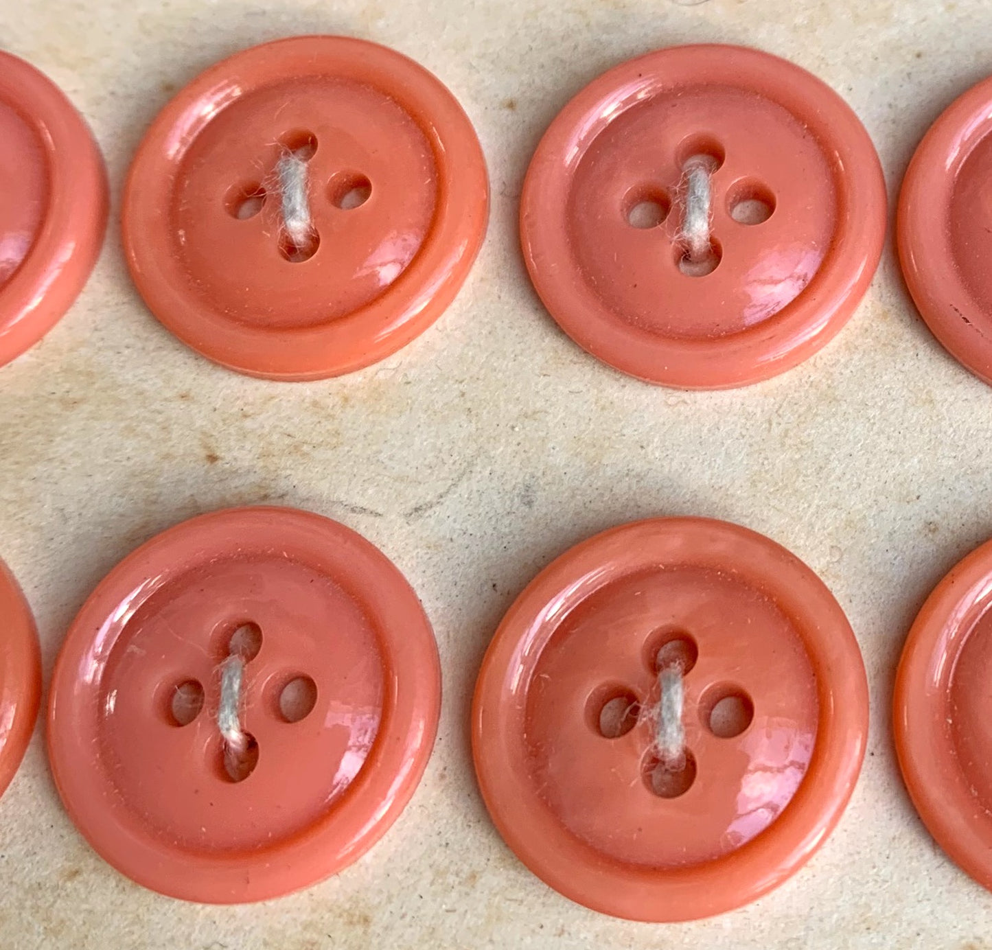 36 Deep Coral Pink 1.5cm Simple and Satisfying Vintage British Buttons