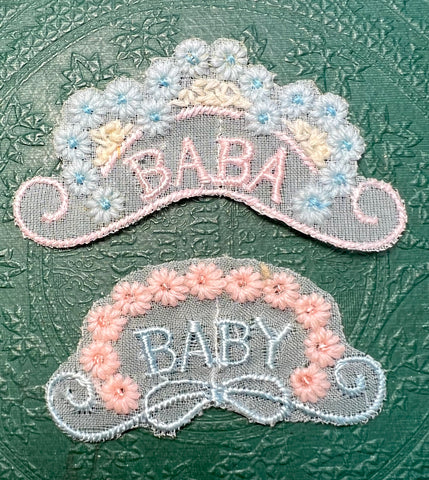 Sweet Vintage BABY / BABA 5/6cm Appliques
