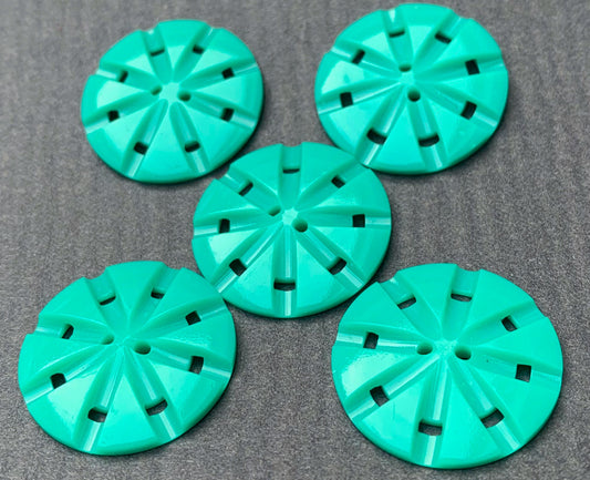 6 Dynamic Vintage Lucite Turquoise Buttons - 2.2cm or 1.8cm wide