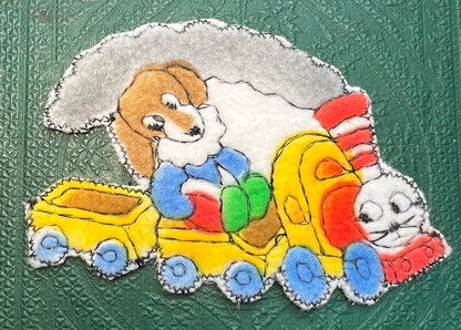 1940s Appliques of Dogs, in Trains, with Faces, of course...9.5cm wide