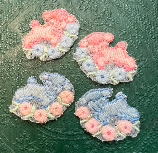 1940s Lambs Playing in Flowers Appliques