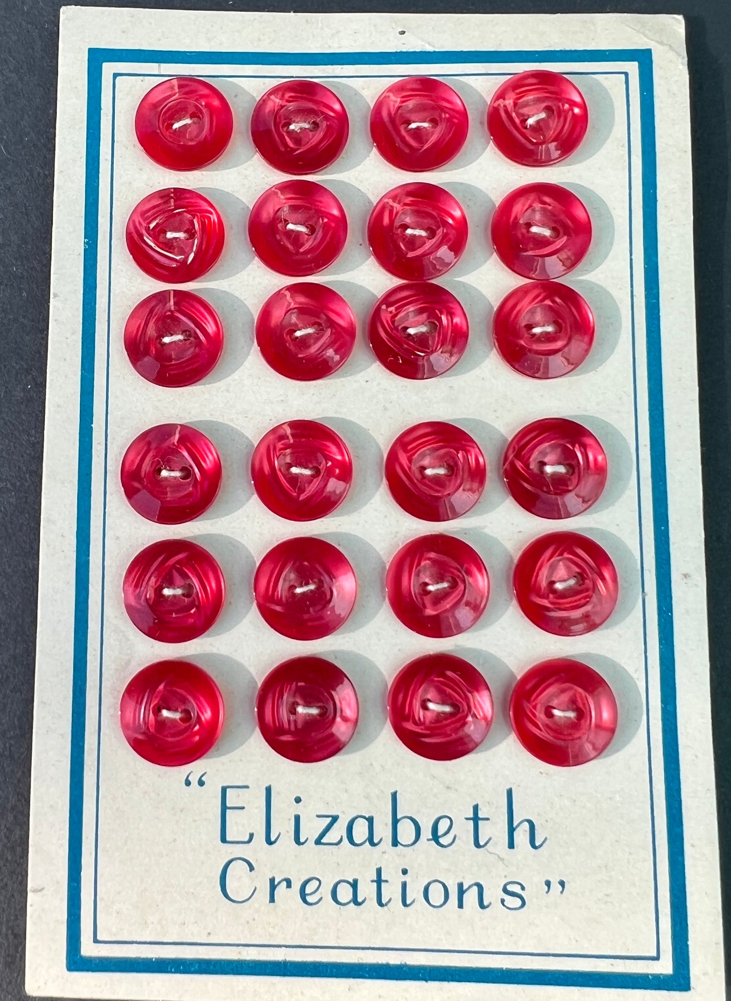 24 Glowing Red Vintage Lucite 11mm Buttons