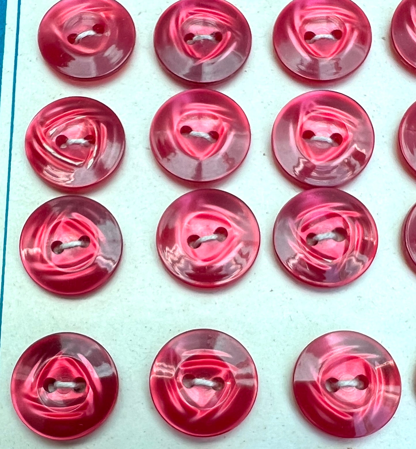 24 Glowing Red Vintage Lucite 11mm Buttons