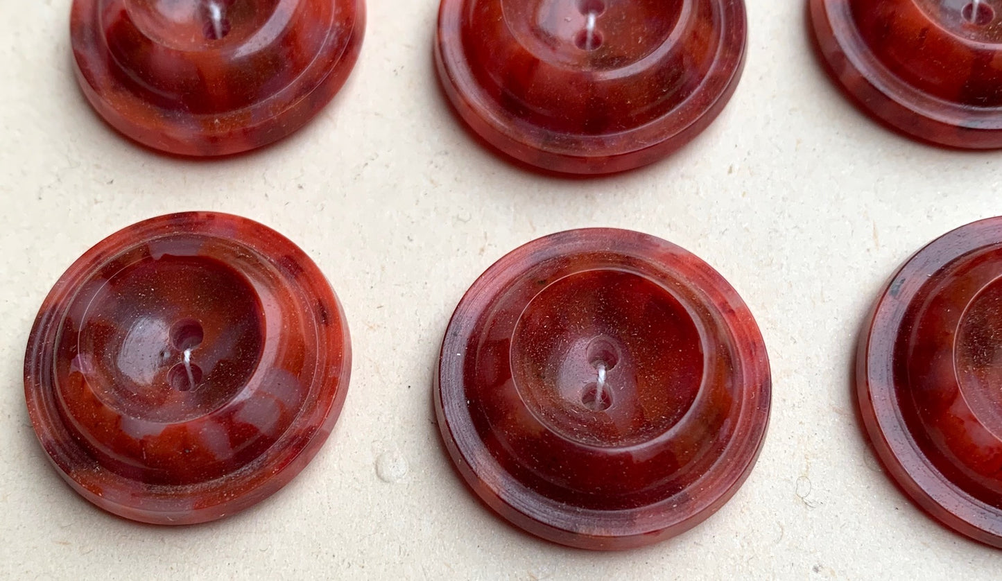 Red + Maroon Marbled Italian Buttons - 2.2cm or 1.8cm