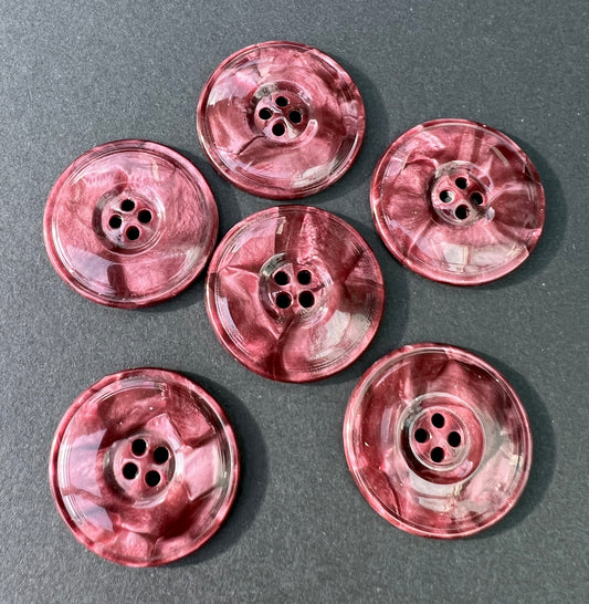 6 Dusky Plum Vintage 2.8cm French Buttons