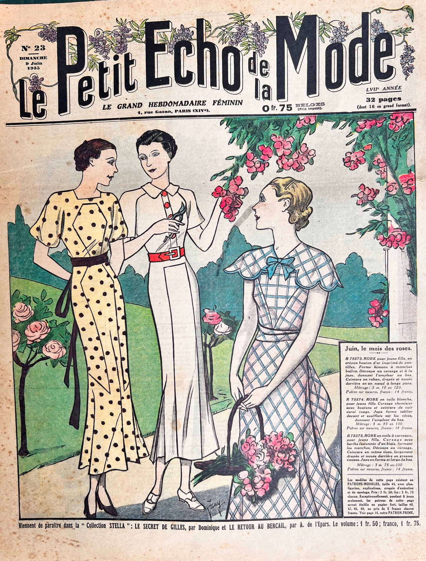 1930s Summer Holiday Fashions in 9th June 1935 French Fashion Paper Le Petit Echo de la Mode