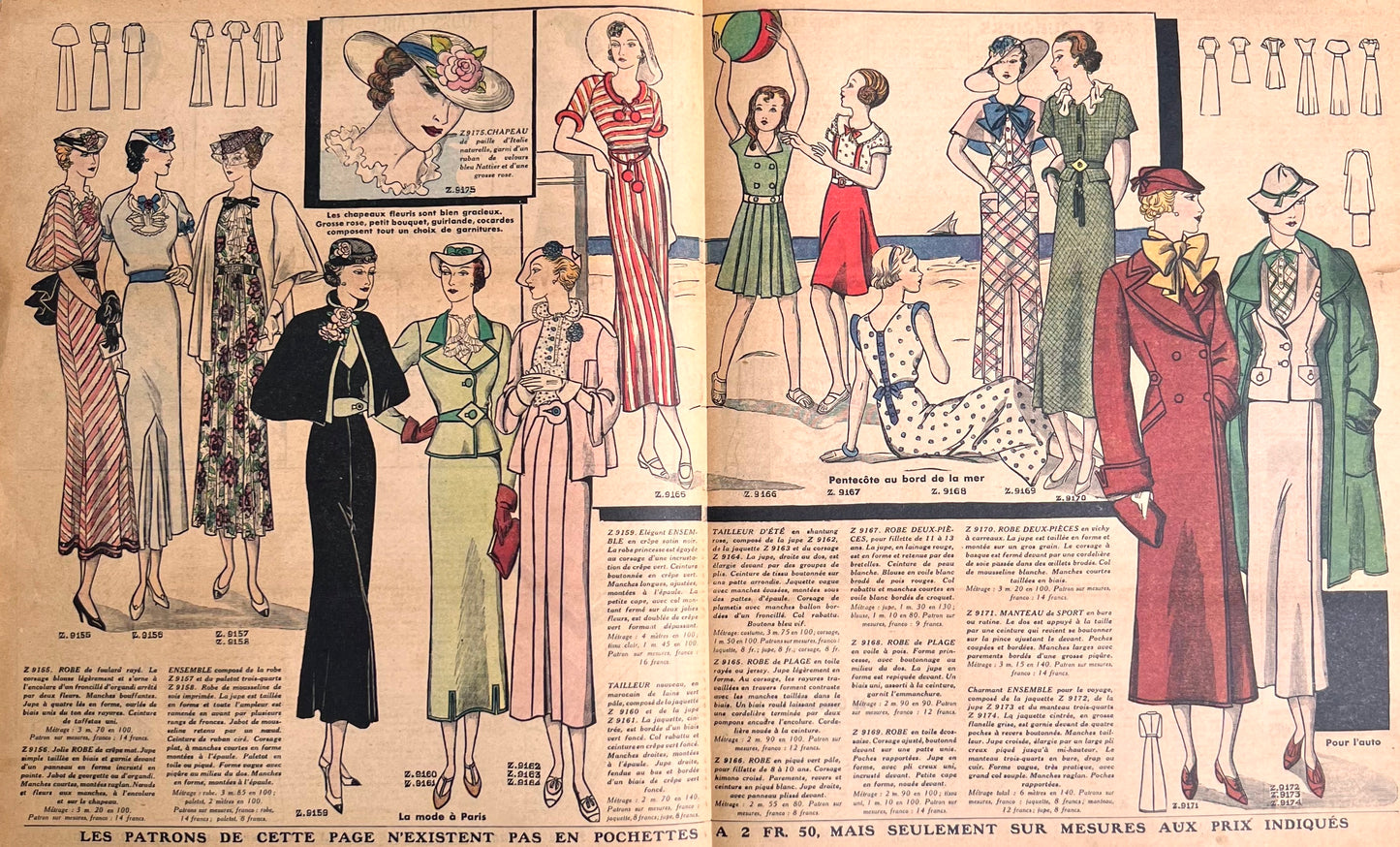 1930s Summer Holiday Fashions in 9th June 1935 French Fashion Paper Le Petit Echo de la Mode