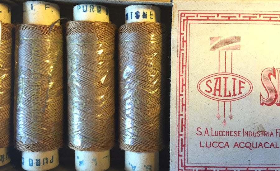 Cotton Thread 12 spools x 50yds Vintage Italian MONA LISA Box LOTS of Shades