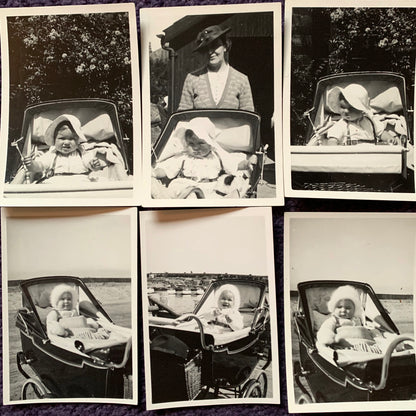 6 x 1930s Photos of a baby in her Pram (A40)