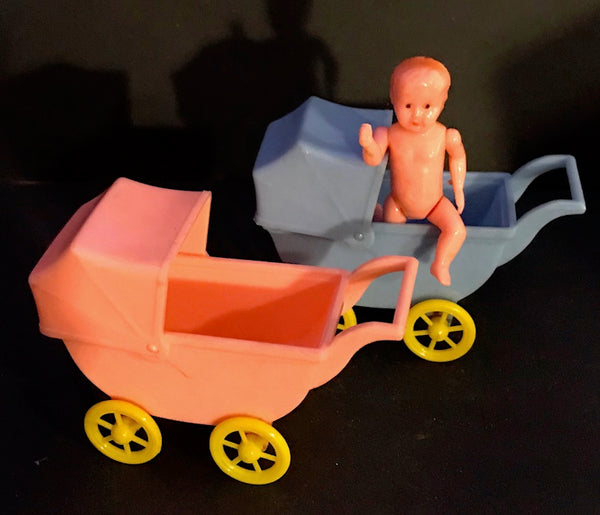 1950s "RELIABLE" Toy Pram with Moveable Hood - 10cm long
