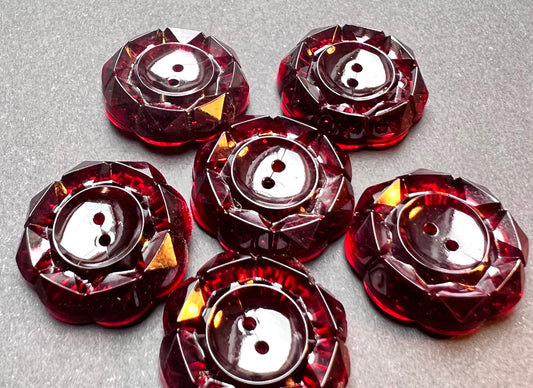 6 Sparkling Maroon Vintage 2cm or 1.7cm Buttons