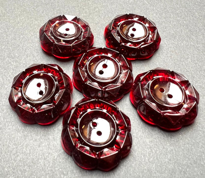 6 Sparkling Maroon Vintage 2cm or 1.7cm Buttons