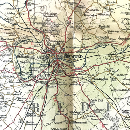 1940s Bartholomew's 1/2" to 1 Mile Contoured Map of CAMBRIDGESHIRE