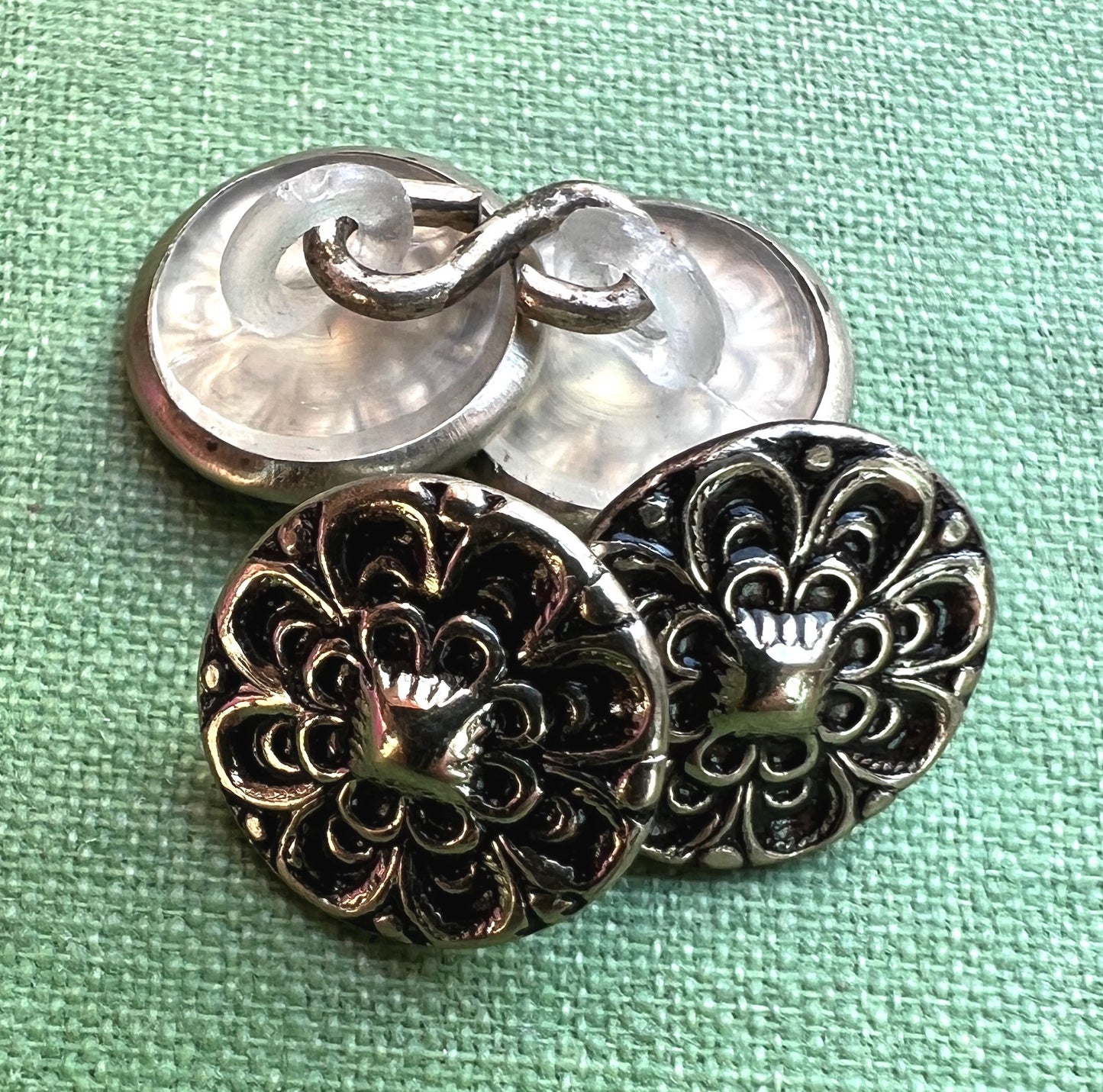 Pair of 12mm Decorative Metal Vintage Buttons
