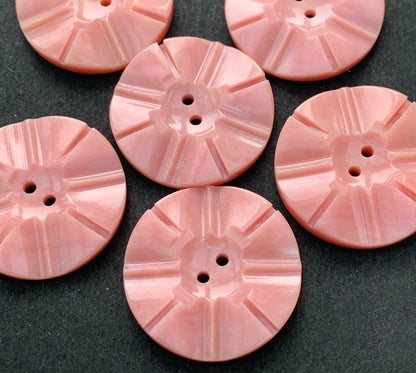 Peach Blossom Pink 1.7cm, 2.2cm or 2.7cm Vintage  Buttons- Sheet of 24 or 6 loose.
