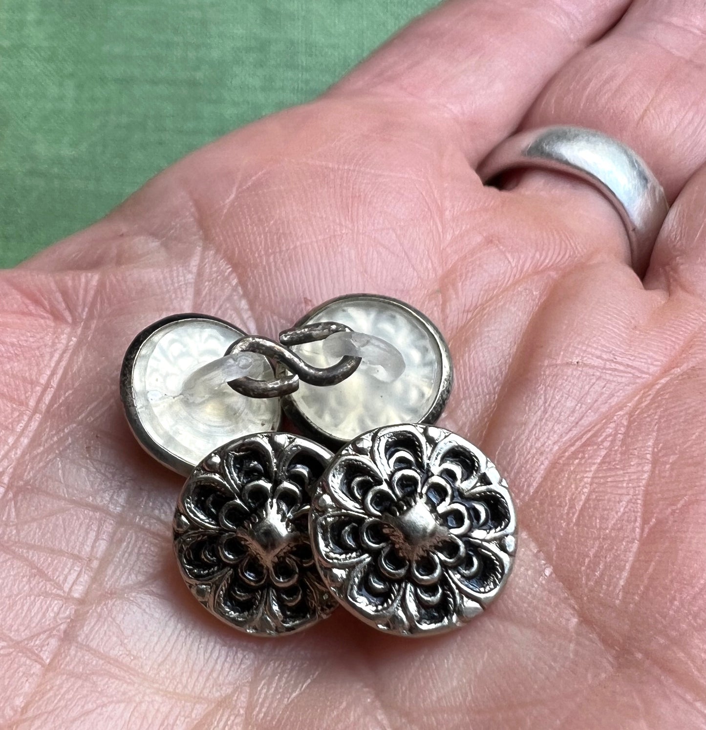 Pair of 12mm Decorative Metal Vintage Buttons
