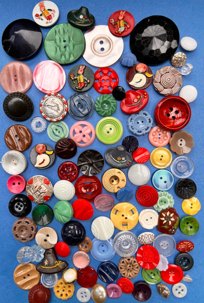 Exciting Job Lot of 100 Different Vintage Buttons