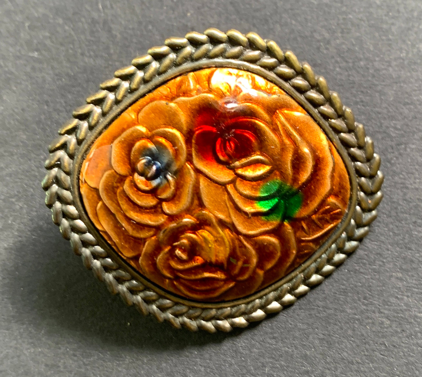 Exceptionally Autumnal 1980s Enamel Brooch