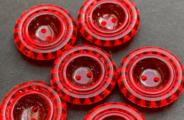 6 Deep Red Shimmering 1.7cm or 1.2cm Vintage  Buttons
