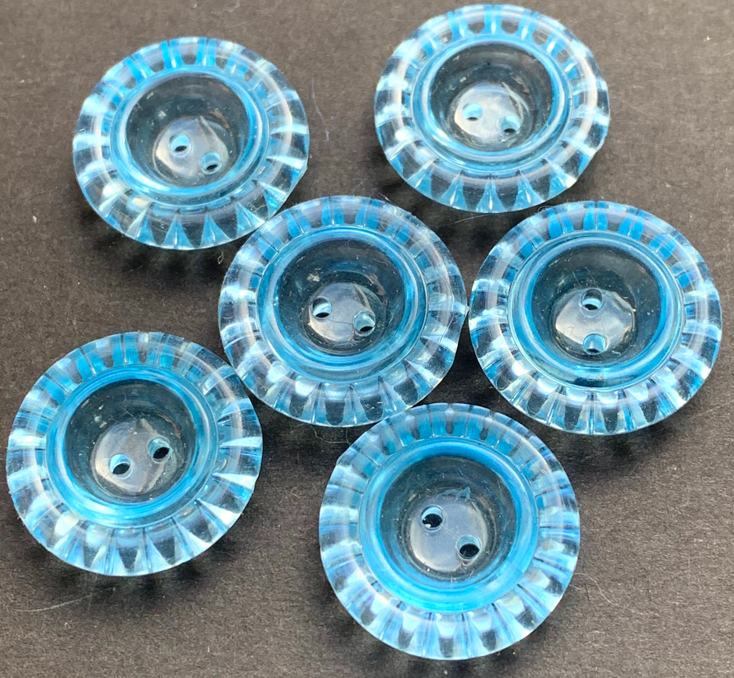 6 Glittering Icy Blue Vintage 1.7cm or 2cm  Buttons