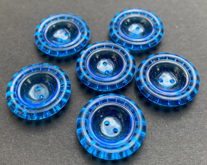 Lovely Azure Blue 1.2cm, 1.7cm or 2cm  Vintage Buttons - 6 loose or 12 on Original Card