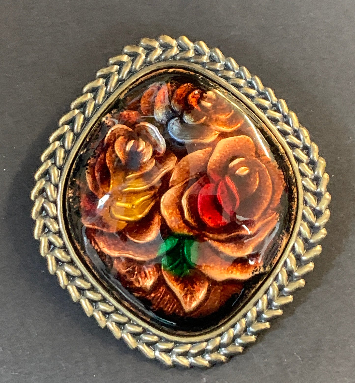 Exceptionally Autumnal 1980s Enamel Brooch