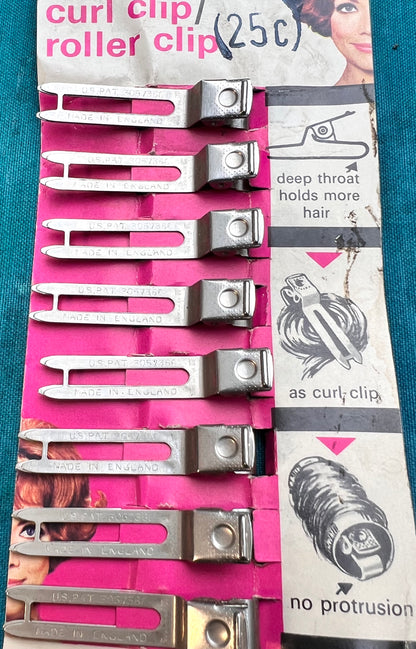 1960s "All Purpose Hair Clips" for Holding Curls and Rollers