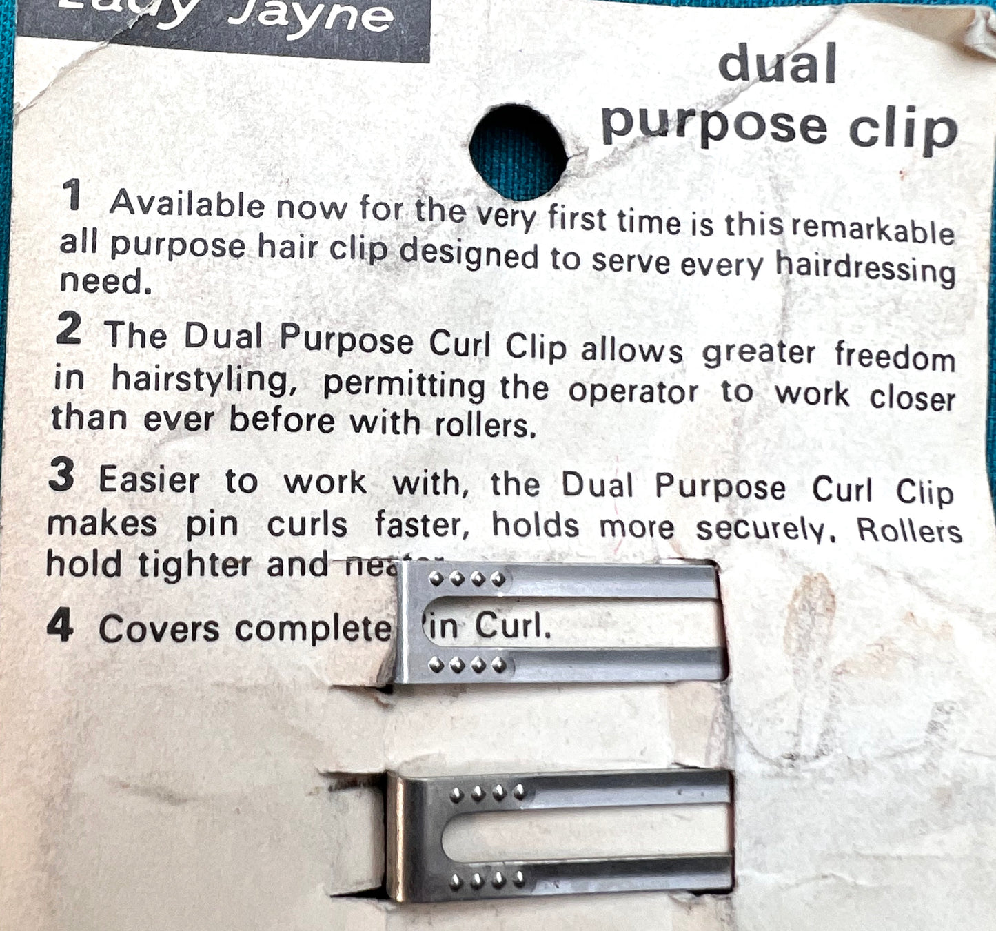 1960s "All Purpose Hair Clips" for Holding Curls and Rollers