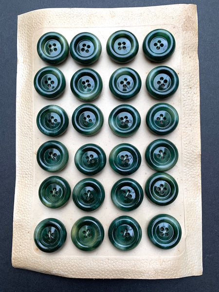 24 Smudged Green Vintage 2cm Buttons...Substantially Smooth and Chunky.