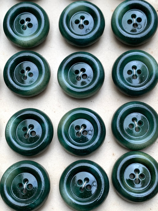 24 Smudged Green Vintage 2cm Buttons...Substantially Smooth and Chunky.