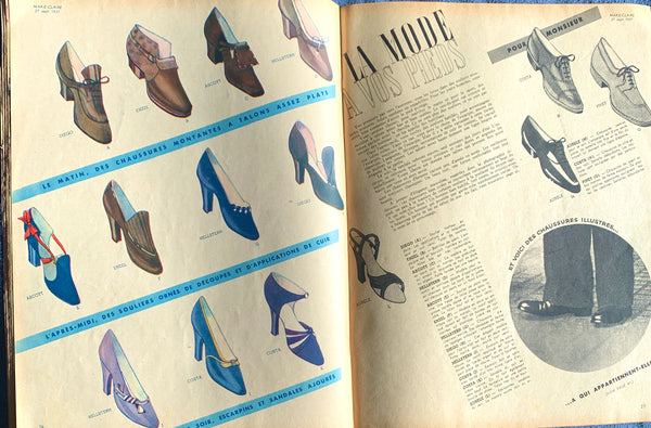 1930s shoes inside August 1937  Issue No 26 of French MARIE CLAIRE