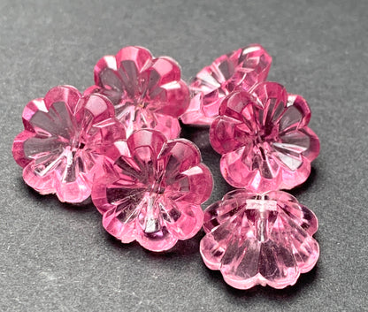 Gorgeous Vintage 12mm Sparkly Pink Flower Buttons or Beads - 6, 10 or 20.