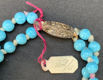1940s Baby Blue Graduated Glass Bead Necklace