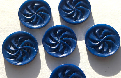 Sapphire Blue Vintage 1930s  Energetic Swirly Buttons 1.7cm or 2.2cm