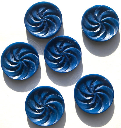 Sapphire Blue Vintage 1930s  Energetic Swirly Buttons 1.7cm or 2.2cm