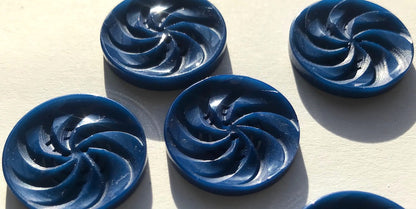 Sapphire Blue Vintage 1930s  Energetic Swirly Buttons 1.7cm or 2.2cm