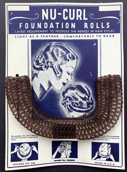 Wonderful 1930s Nu-Curl Foundation Roll for the Gibson Roll Hairstyle.