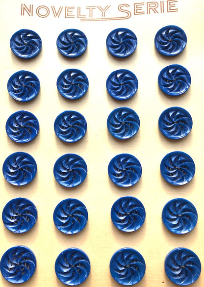 Sapphire Blue Vintage 1930s  Energetic Swirly Buttons 1.7cm or 2.2cm