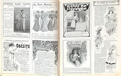 Playing Tennis on 1st July 1905 French Magazine FEMINA Gorgeous Illustrations, Fashion, Adverts
