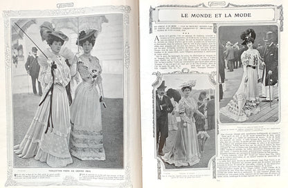Playing Tennis on 1st July 1905 French Magazine FEMINA Gorgeous Illustrations, Fashion, Adverts