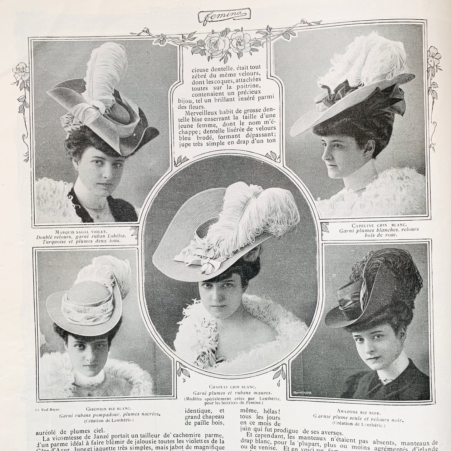 Playing Tennis on 1st July 1905 French Magazine FEMINA Gorgeous Illustrations, Fashion, Adverts