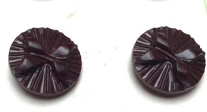 12 Bakelite Brown English 1940s  Bow Buttons - 1.4cm or 1.7cm wide