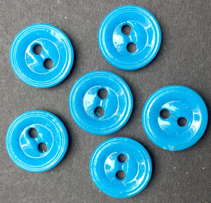 1 Gross (144) Vintage Glass 1.2cm Deep Turquoise Buttons