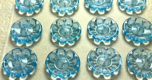 Lovely Shimmery Pale Blue Vintage Buttons - Different sizes and quantities 12mm -20mm