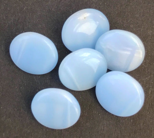 6 Pale Blue Vintage 8mm Glass Buttons