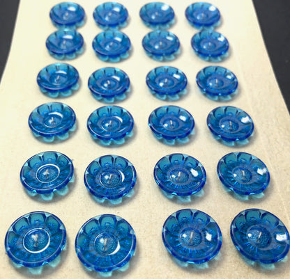 Glowing Intense Blue Vintage Flower Buttons - Different sizes and quantities 12mm -20mm