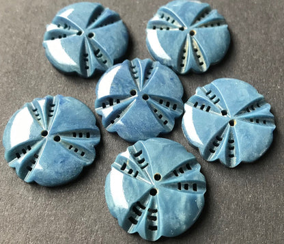 6 Unusual Petrol Blue 1940s French 1.7cm or  2.2cm  Buttons